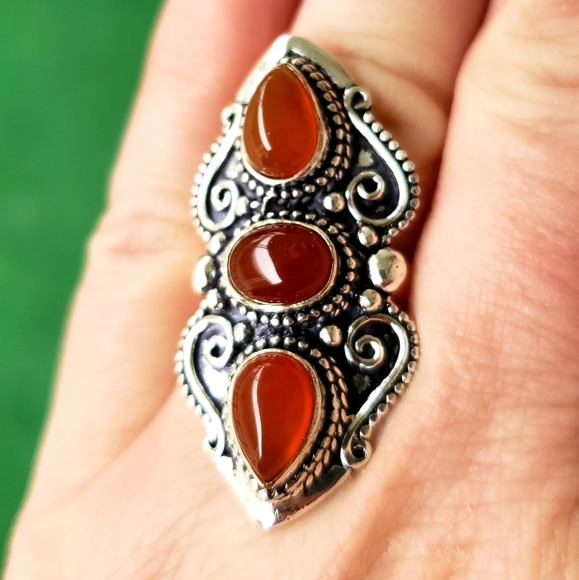 ***Sale***New Carnelian 925 Silver Statement Ring. - Picture 4 of 9